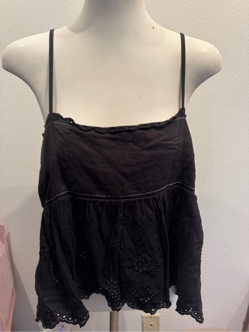 Zara Black Embroidered Peplum Camisole